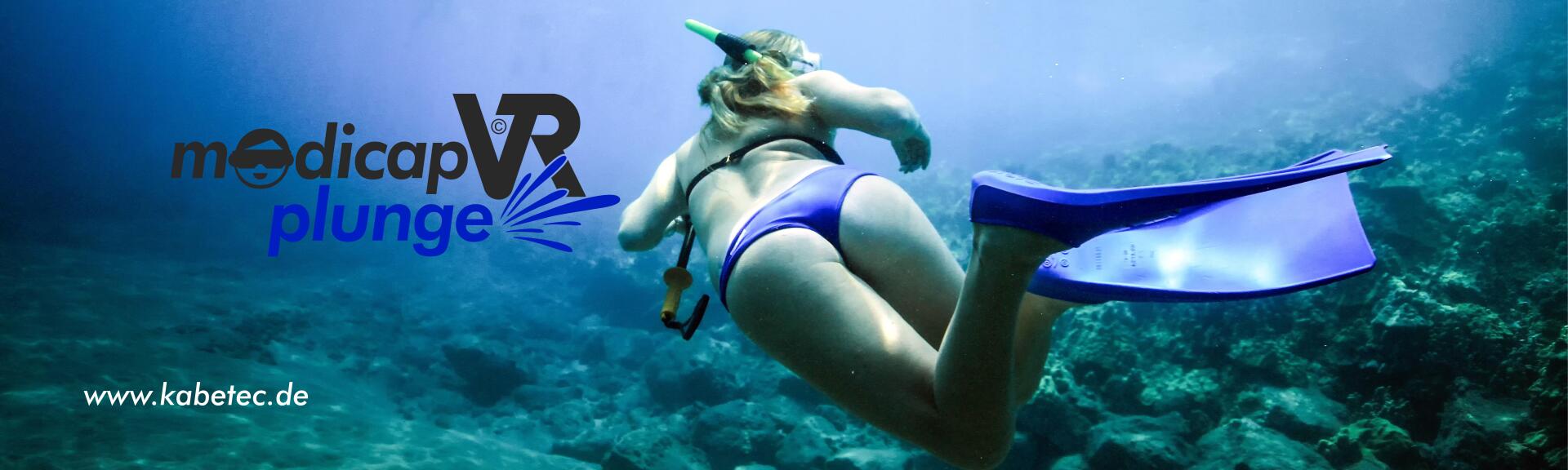 VR-Schnorcheln ohne Schnorchel, ohne Fixierung, ohne Bauchgurt. Virtuelle Realität unter Wasser mit VRSchnorcheln VR-Schnorcheln mit modicap PlungeVR - Virtuelle Realität im Wasser - ohne Schnorchel, ohne Fixierung!