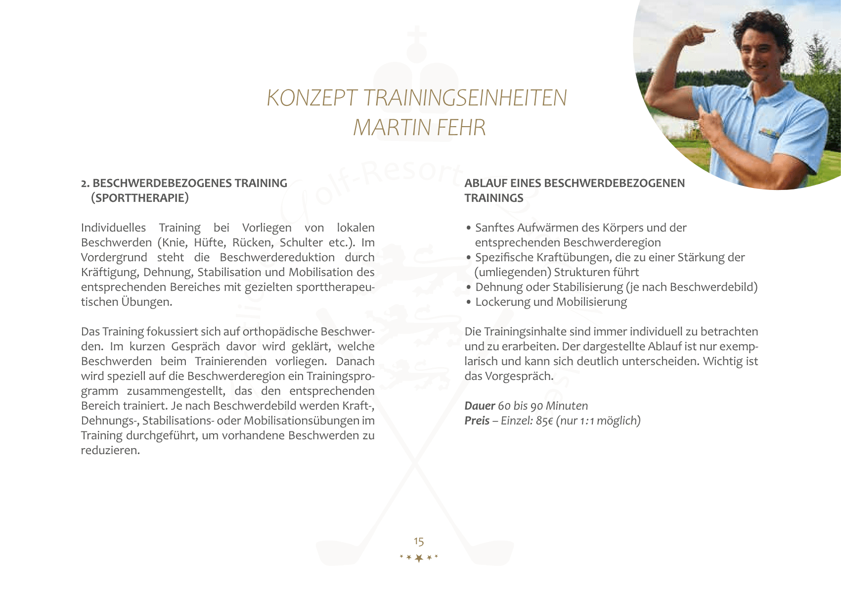 Sportpark Bad Waldsee Personal Coach Martin Fehr Trainingskonzept Beschwerdebezogenes Training