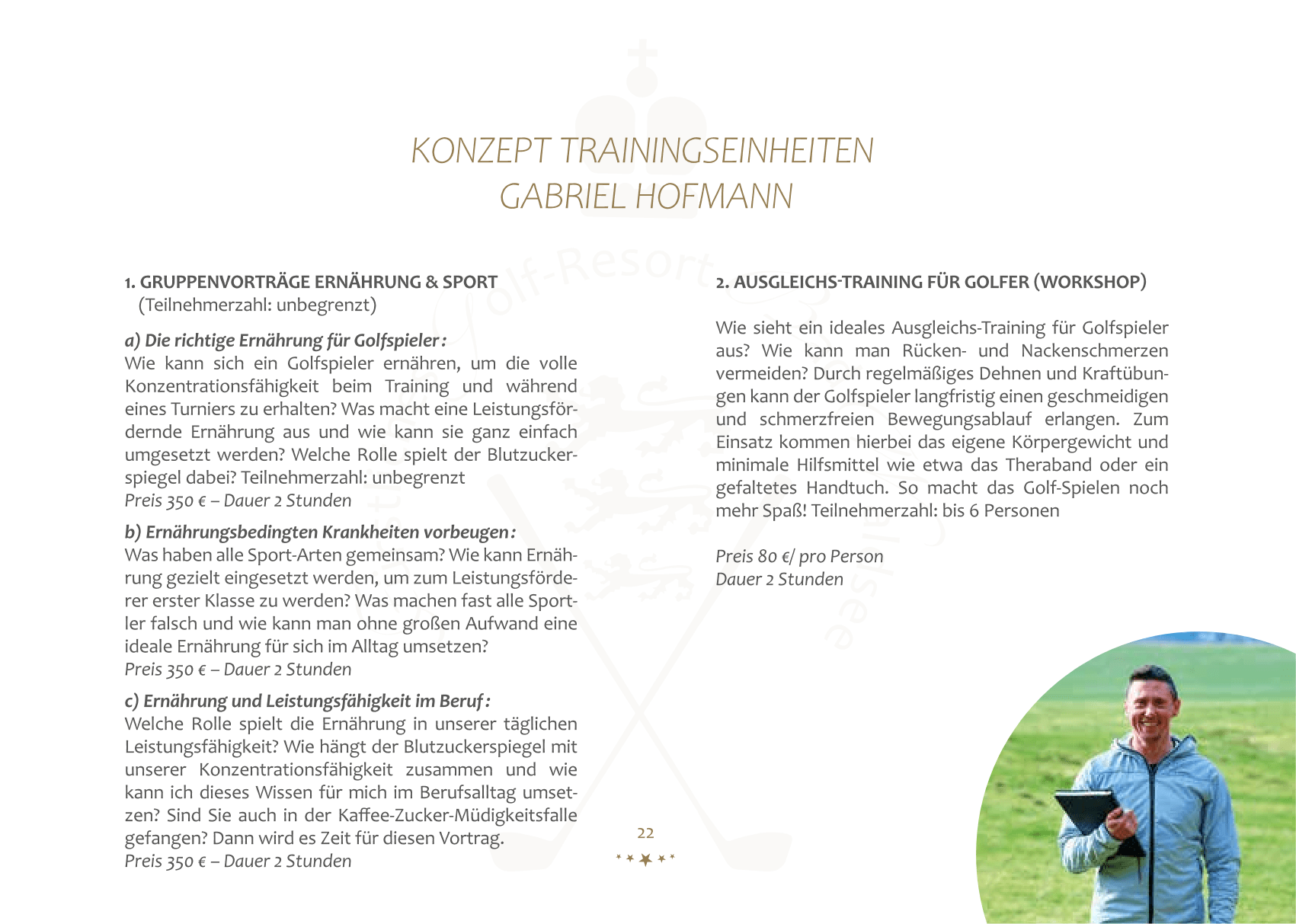 Sportpark Bad Waldsee Personal Coach Gabriel Trainingskonzept Gruppenvorträge Ernährung und Sport