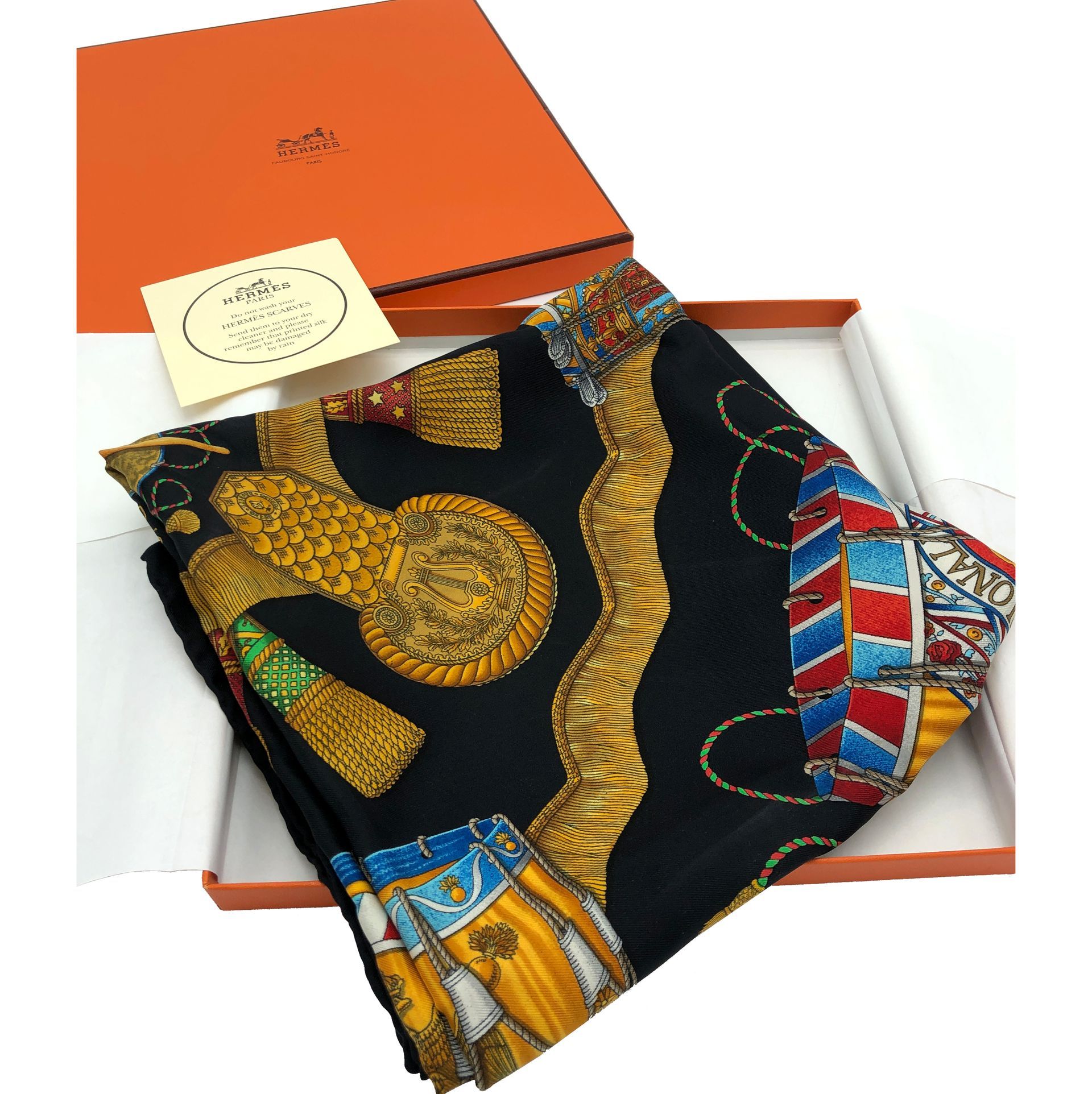 Hermes Les Tambours Silk Scarf