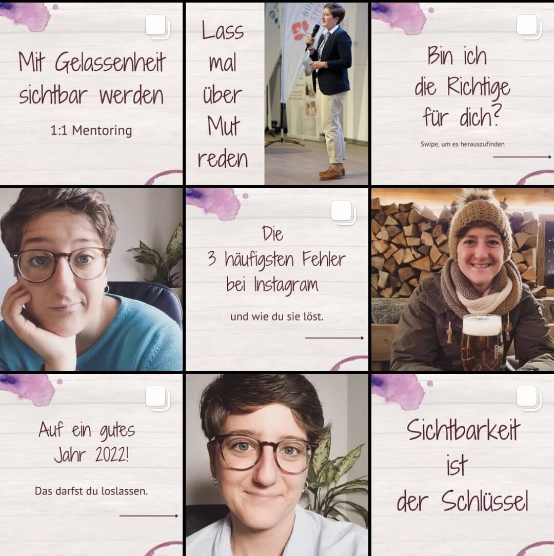 Screenshot eines Instagram-Feeds, um Bildgrößen und Textlängen für Instagram zu verdeutlichen