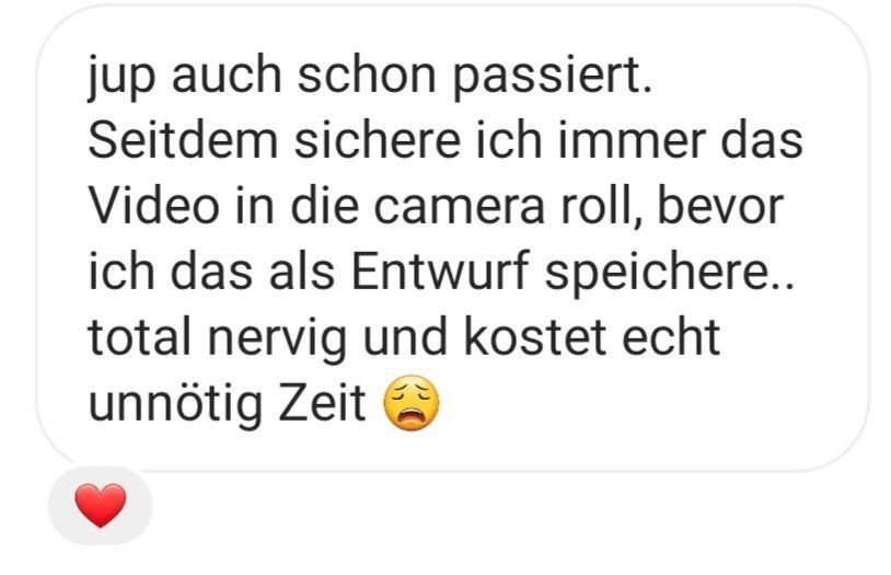 Screenshot einer Nachricht zu technischen Problemen mit Instagram Reels