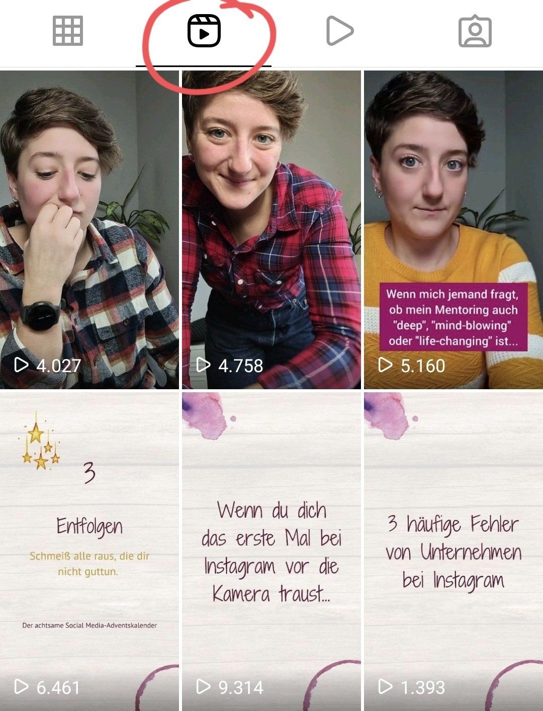 Ausschnitt aus dem Reels-Feed auf meinem Account