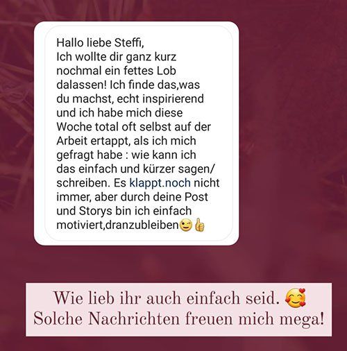 Screenshot von Instagram mit Lob