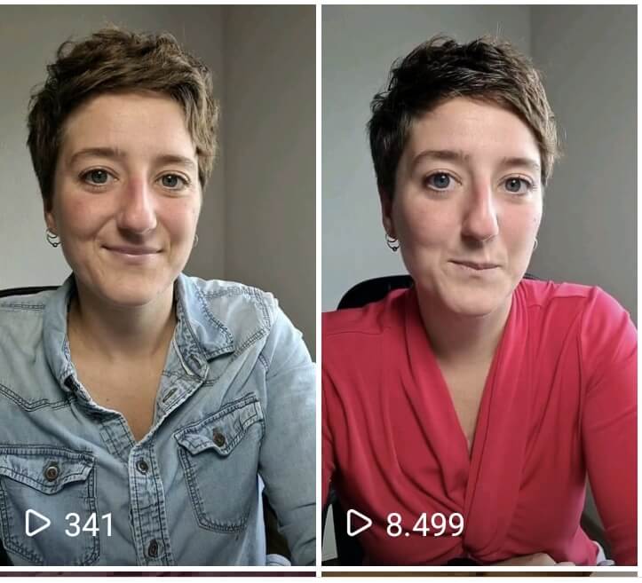 Screenshot von Instagram mit zwei Reels: Reichweite einmal nur bei 341, beim anderen Reel bei 8.499