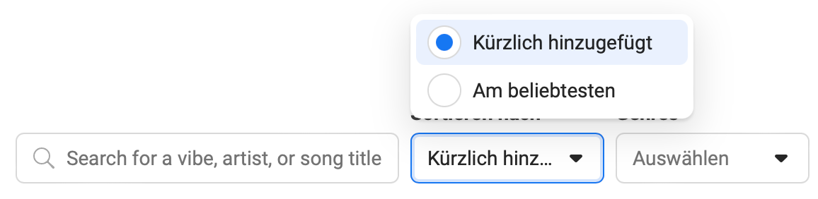Du kannst die Titel in der Meta Sound Collection sortieren nach