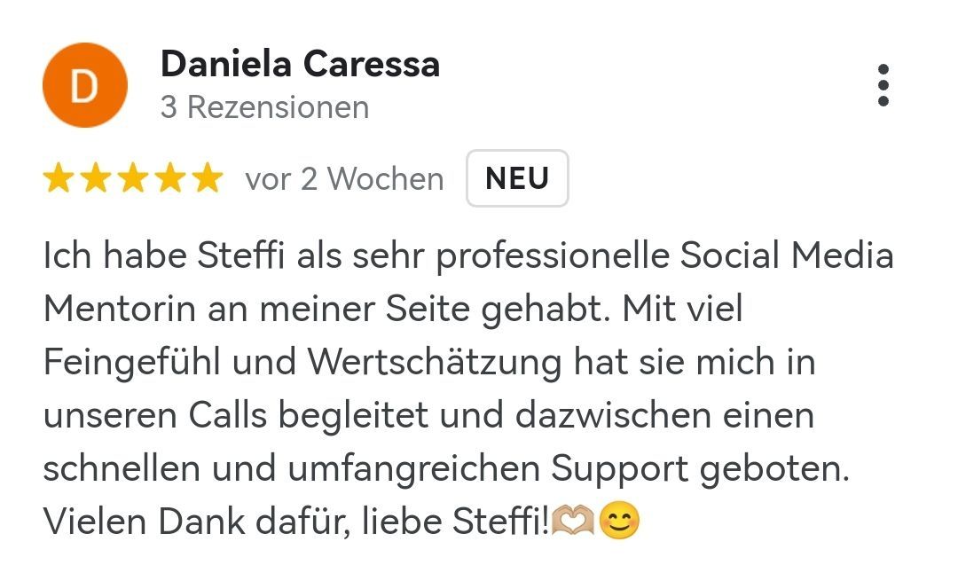Google-Rezension 5 Sterne von Daniela Caressa: