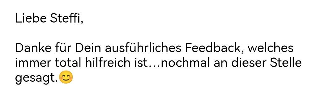 Screenshot einer Nachricht einer Kundin: