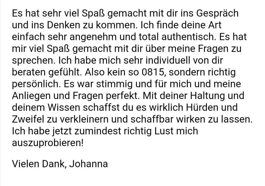 Screenshot einer Nachricht einer Kundin:
