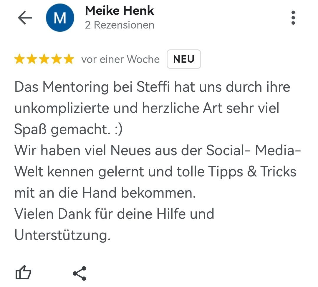Google-Rezension 5 Sterne von Meike Henk: 