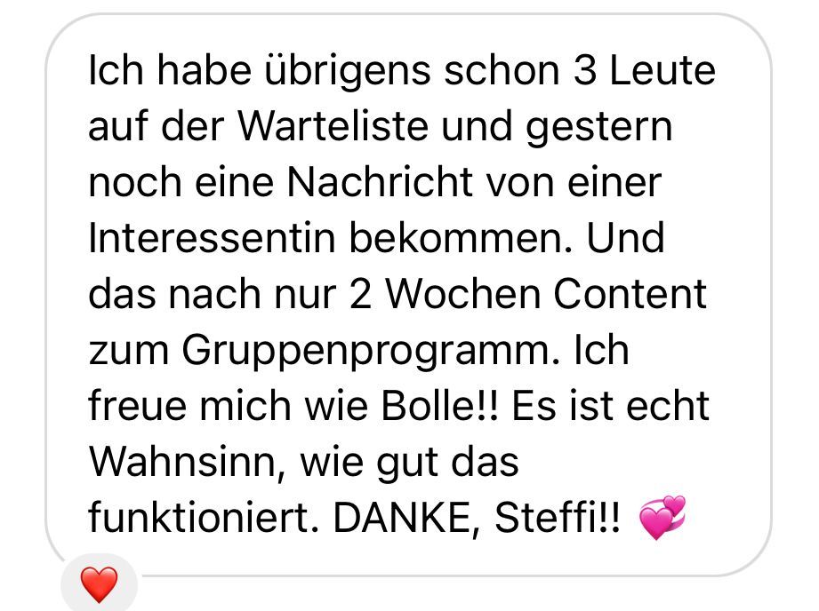 Screenshot einer Nachricht einer Kundin: