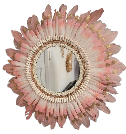 espejo con plumas