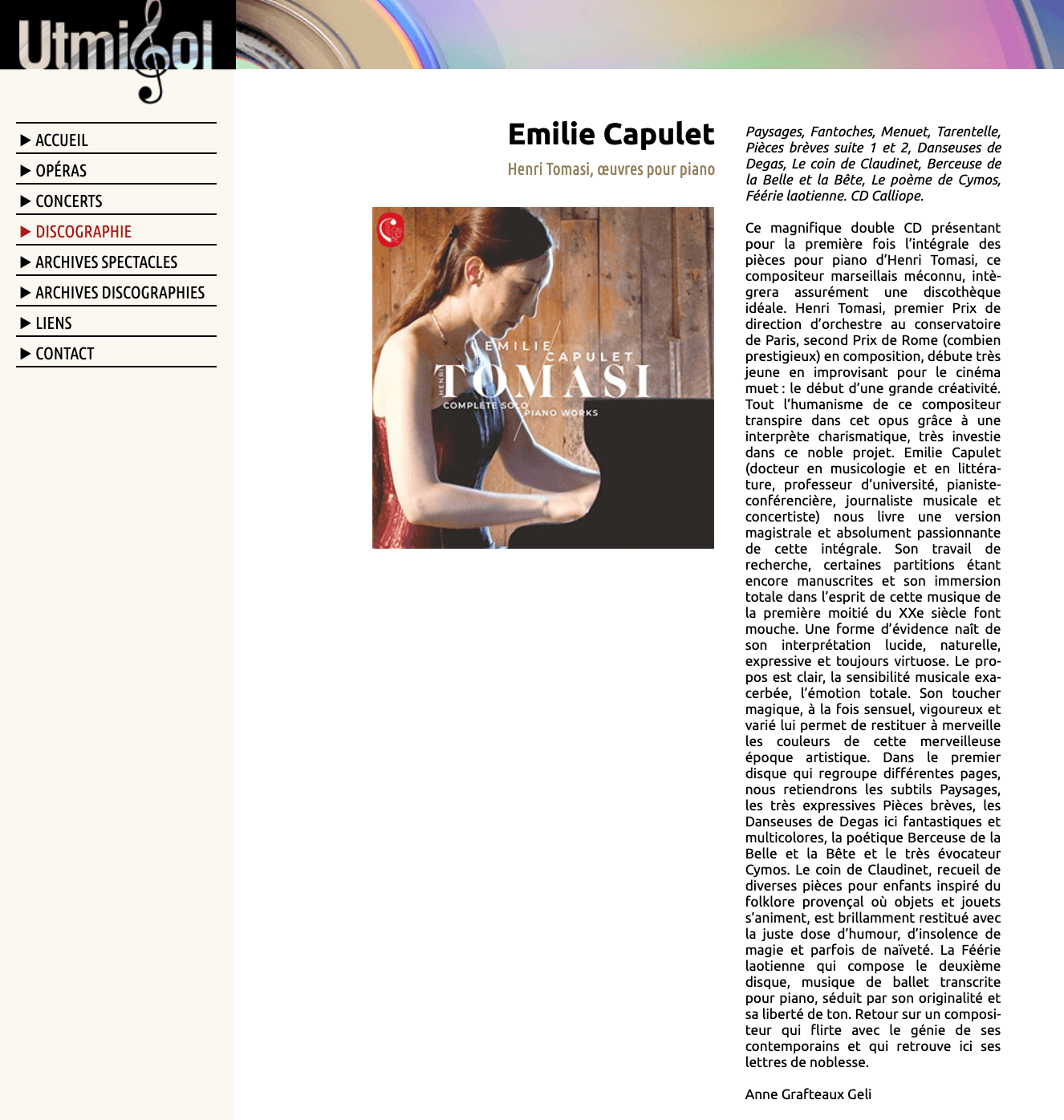 Critique de l'album Tomasi sur Utmisol