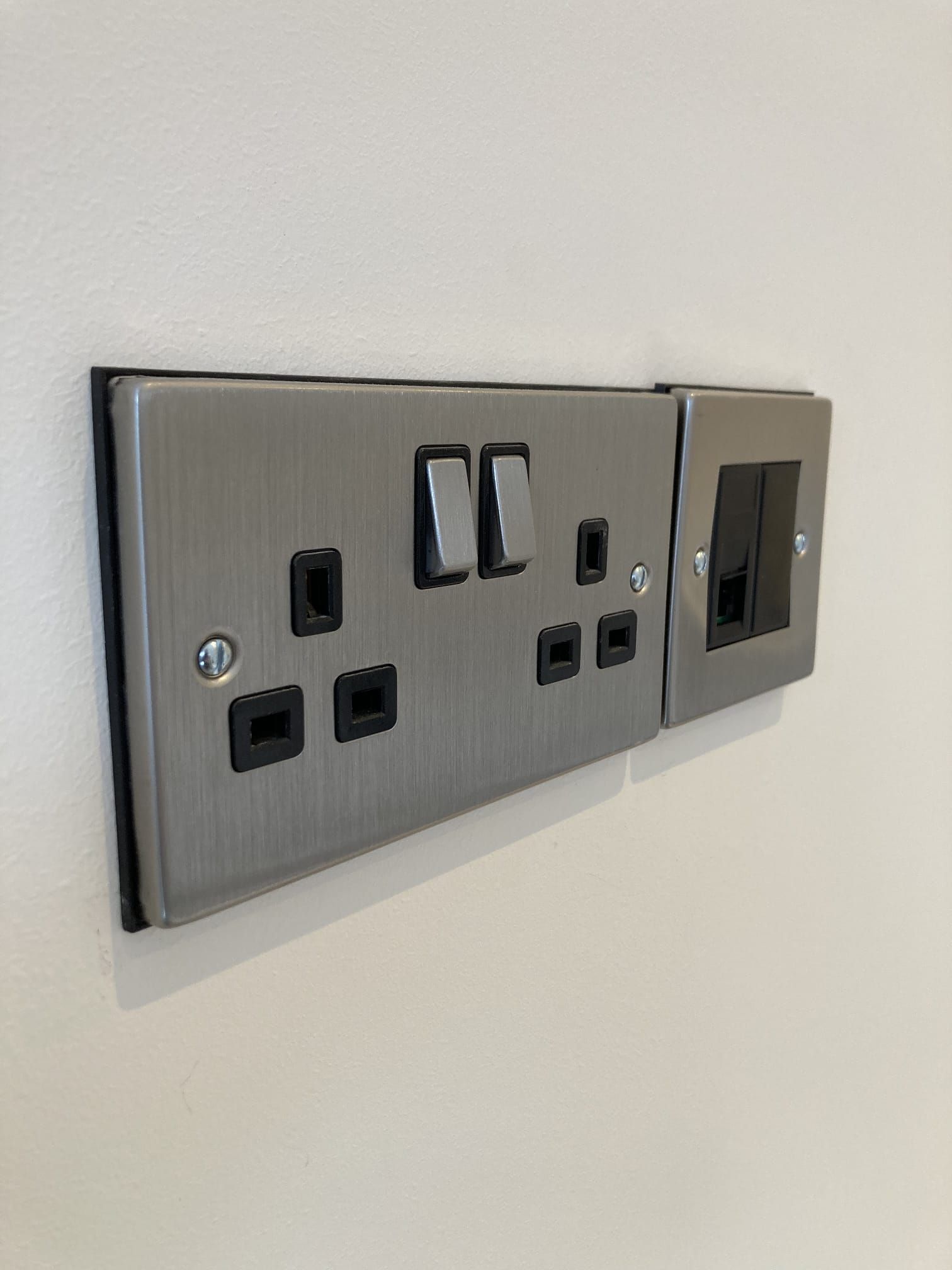 Electrical power sockets on wall