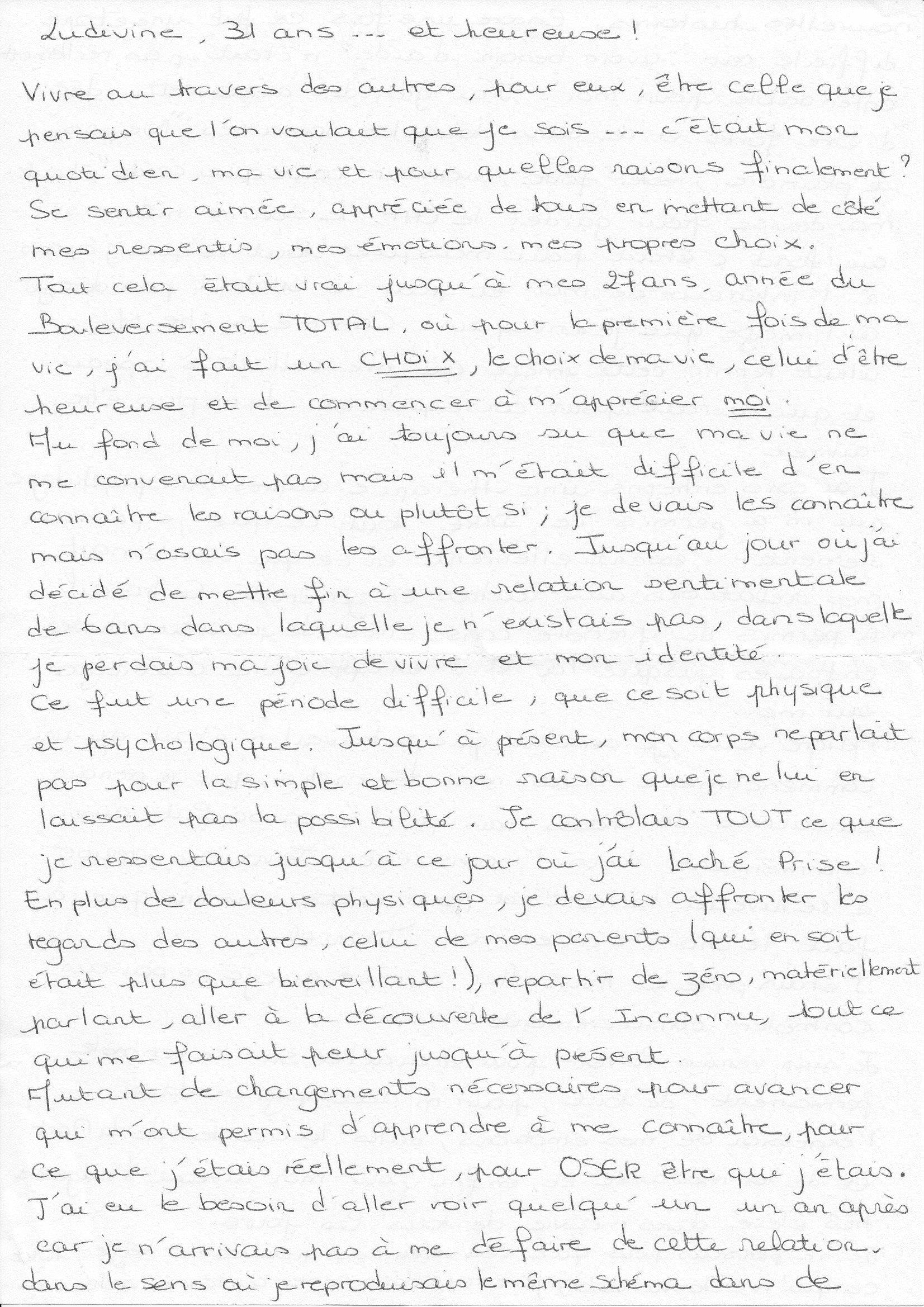 Lâcher prise, Confiance, être soi même