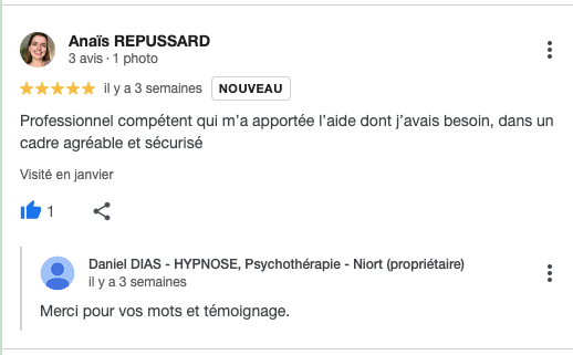 Professionnel compétent qui m’a apportée l’aide dont j’avais besoin, dans un cadre agréable et sécurisé