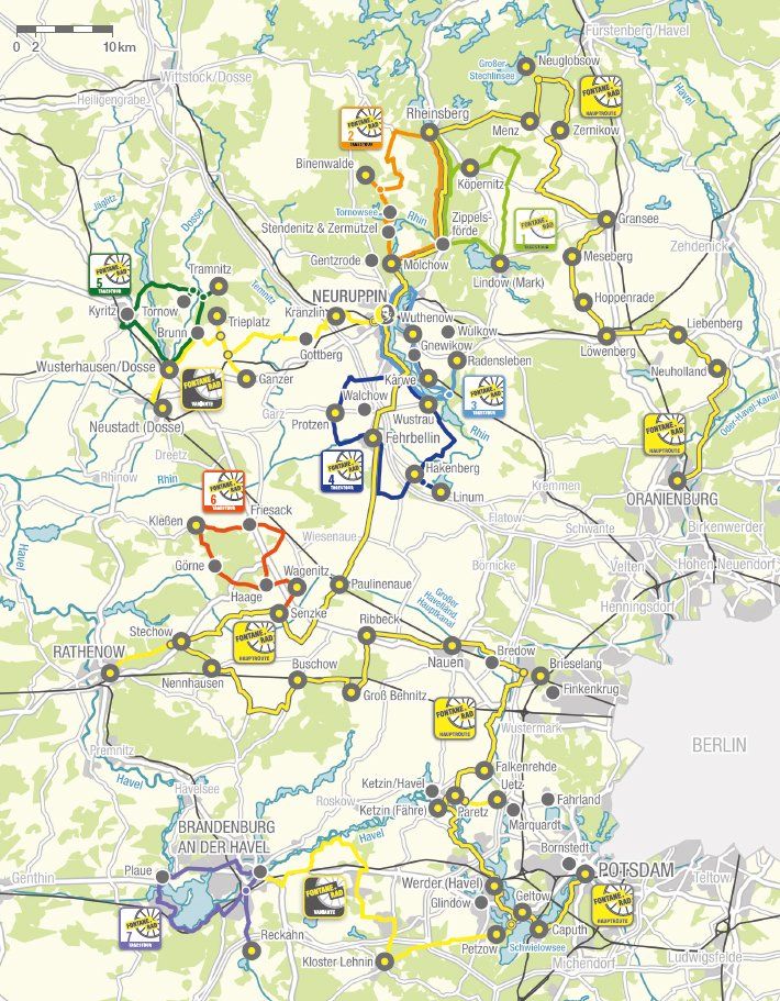 Ortskarte mit den besten Radwegen in der Region Havelland