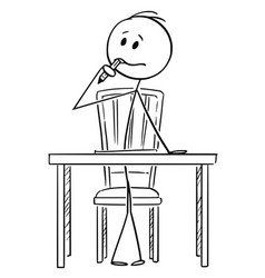 stick man sat at a desk