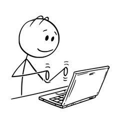 stick man on laptop