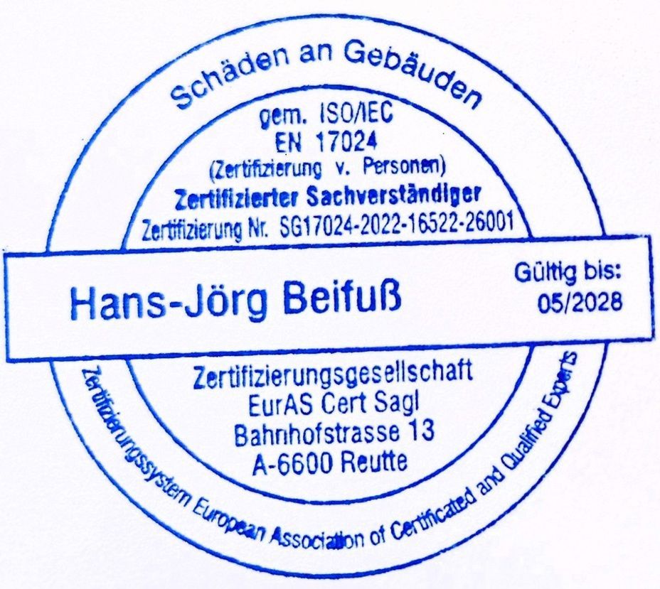Bausachverständiger Hans-Jörg Beifuß für Bayern, Deutschland, Spanien, Schweiz und Österreich.