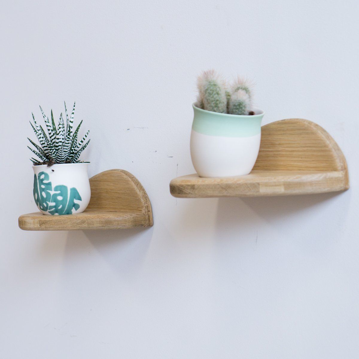 Supports muraux pour plantes. Etagères pour plantes, en bois et porcelaine