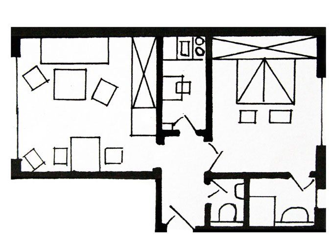 Grundriss zu Wohnung 3 und 5 im Haus Hubertus auf Norderney