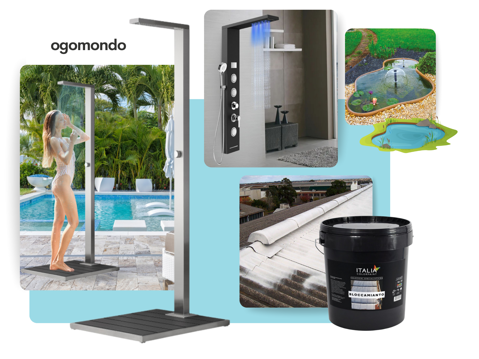 ogomondo.it Scopri il nostro ampio catalogo online dedicato all'arredo bagno e al benessere della tua casa e del tuo giardino. Trova tutto il necessario per rinnovare il tuo bagno, dai moderni box doccia e colonne attrezzate ai sanitari eleganti e alle lussuose vasche freestanding. Offriamo anche una vasta selezione di lavabi d'appoggio di design e ricambi per la manutenzione. Per gli amanti del verde, proponiamo laghetti da giardino e accessori per creare oasi di pace. Pensiamo anche ai tuoi amici a quattro zampe con resistenti box per cani. Infine, per proteggere e abbellire i tuoi spazi, disponiamo di idropitture impermeabilizzanti di alta qualità. Tutto ciò di cui hai bisogno per la tua casa, a portata di click