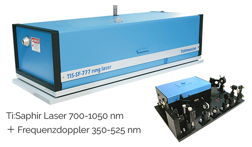 Ti:saphir laser frequenzverdoppelt single frequency durchstimmbar CW