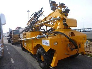 proyecto minero peru, transporte a peru de robot sika de proyeccion