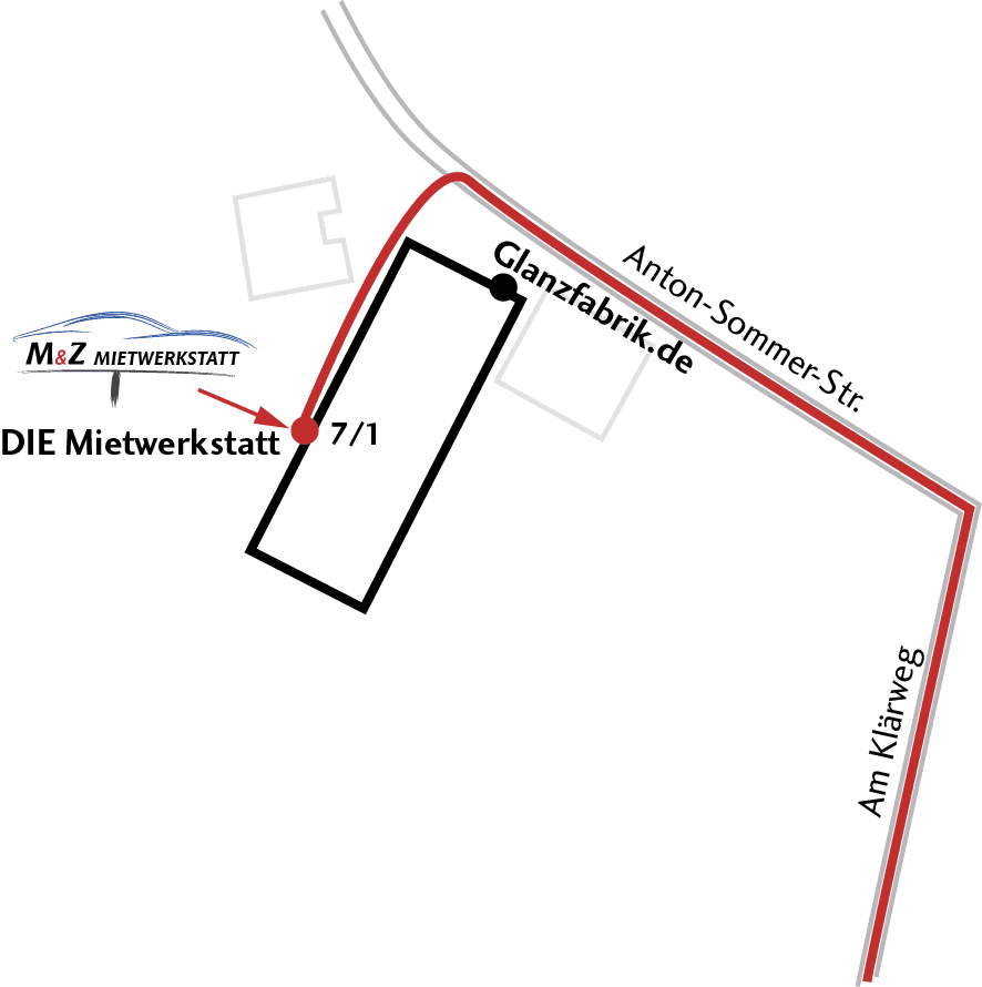 Anfahrtsskizze zur M&Z Mietwerkstatt in Friedrichshafen