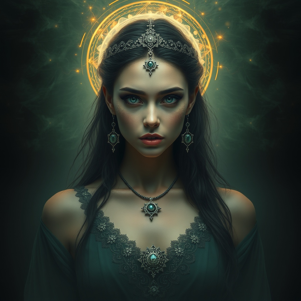 Fantasievolle, sinnliche Frau als Verkörperung der Macht der erotischen Vislualisierung.