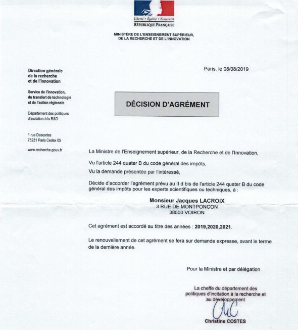 Agrément CIR 2019-2021 Agrément CIR 2019-2021