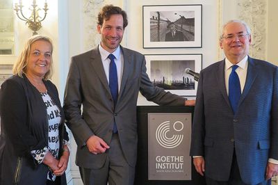 Karin Oehlenschläger, Dr. Cornelius Adebahr and Marc Redlich at Goethe Institute Karin Oehlenschläger