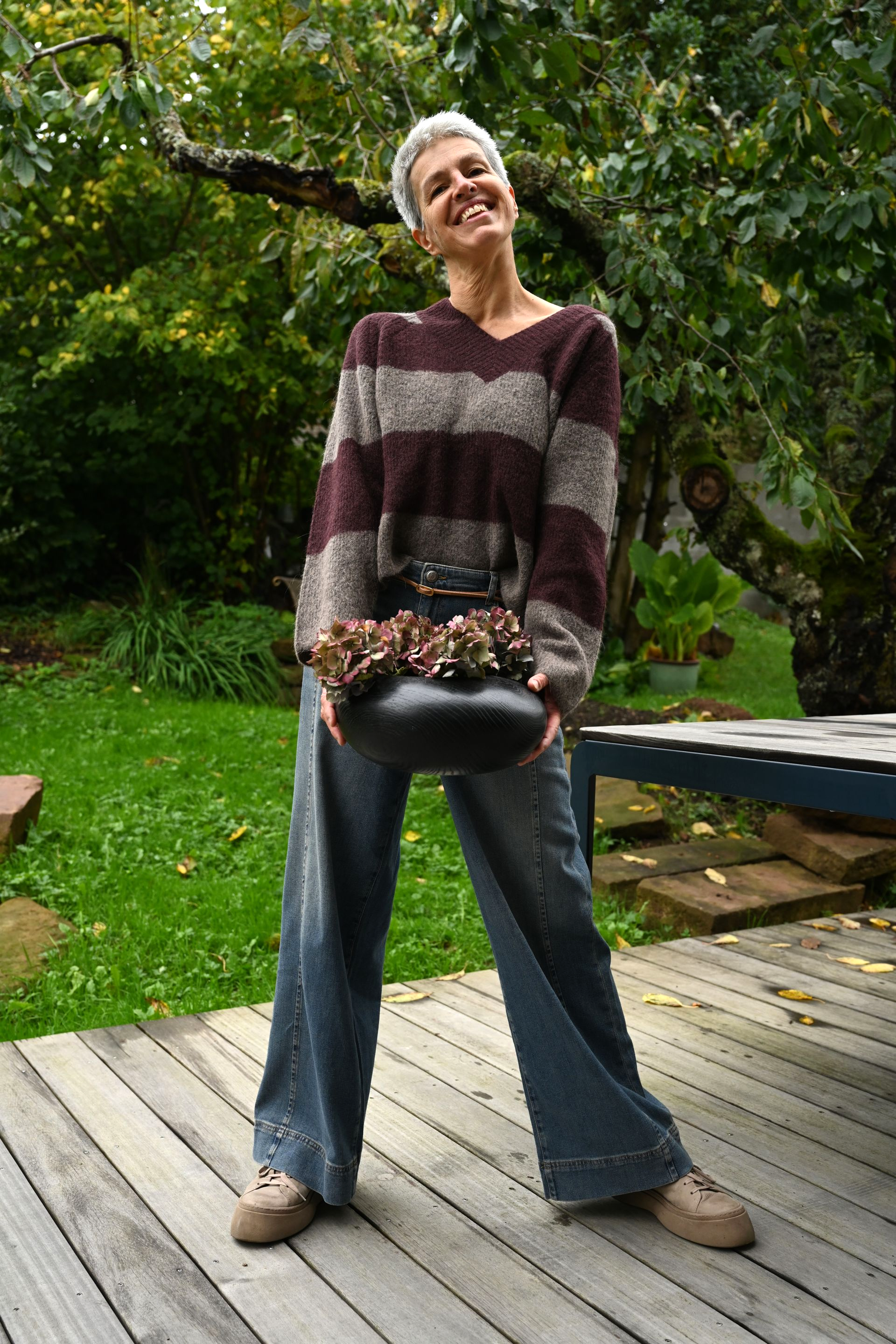 Alpakapulli und Marlenjeans in Vintage-Waschung von MOS MOSH