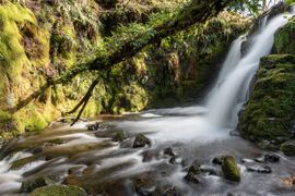 Venford stream twin-waterfall on Dartmoor by Mark Burley