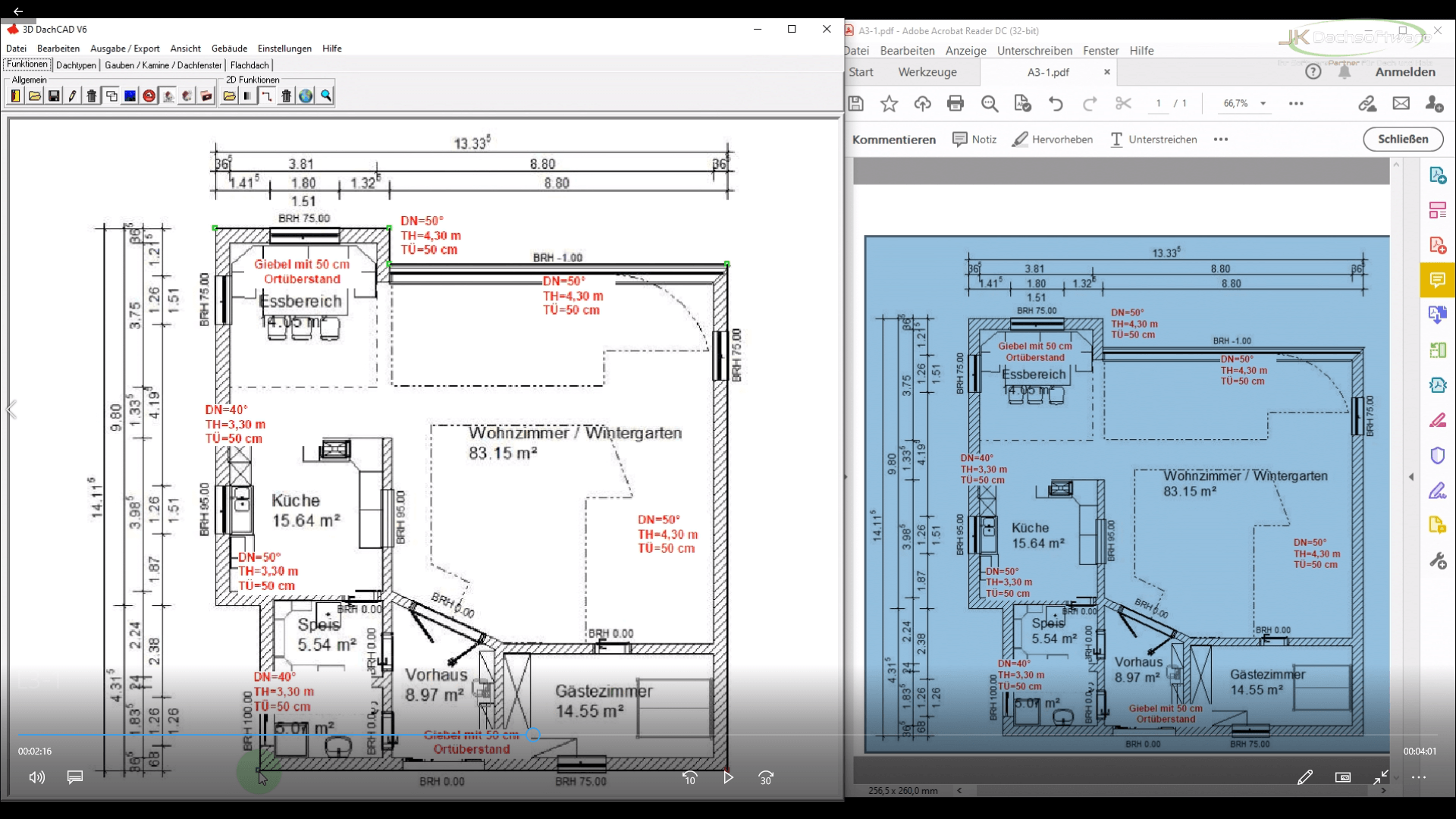 Aufmaßsoftware 3D-DachCAD V7 Alle Aufmaßergebnisse automatisiert mit wenigen Gebäudegrunddaten