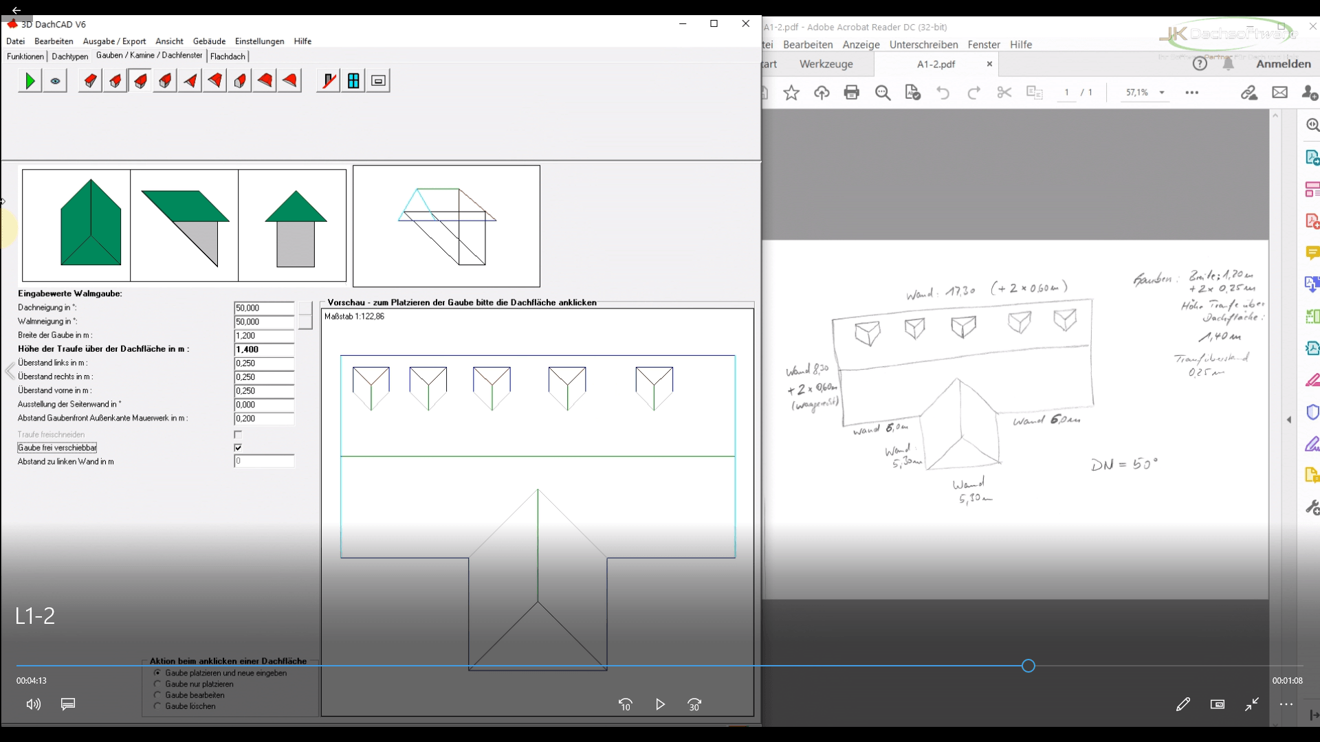 Aufmaßsoftware 3D-DachCAD V7 Alle Aufmaßergebnisse automatisiert mit wenigen Gebäudegrunddaten