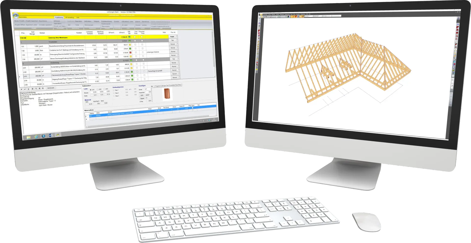 Vollständige Projektverwaltung  smartDach ist unser PREMIUM - Kalkulationsprogramm für Dachdecker, Klempner und Zimmerer, das die Bedürfnisse eines Handwerksbetriebes von Angebotskalkulation, Aufmaß und Rechnung bis hin zur OP-Buchhaltung und Nachkalkulation abdeckt. smartDach lässt sich leicht bedienen und ist somit hoch effizient.   Moderne Programmwerkzeuge und die vollständige Integration des umfangreichen digitalen Leistungskataloges Leistungen Dach  mit über 28.000 kalkulierten Leistungen  mit Zeitwerten und Stücklisten und  über 41.000 Artikeln sind die Basis für unsere unkomplizierte , preiswerte und effiziente Branchenlösung. Alle Stammleistungen sind nach baupraktischen Erfahrungen von Experten vorkalkuliert und können praxisgerecht individuell angepasst werden.
