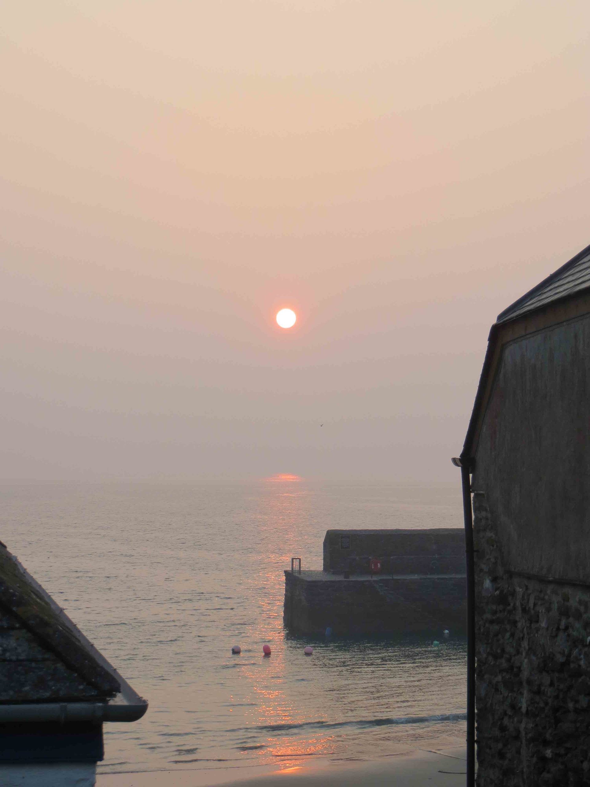 Gorran Haven quay at sunrise DI Treloar series by L A Kent Rogue Flamingo