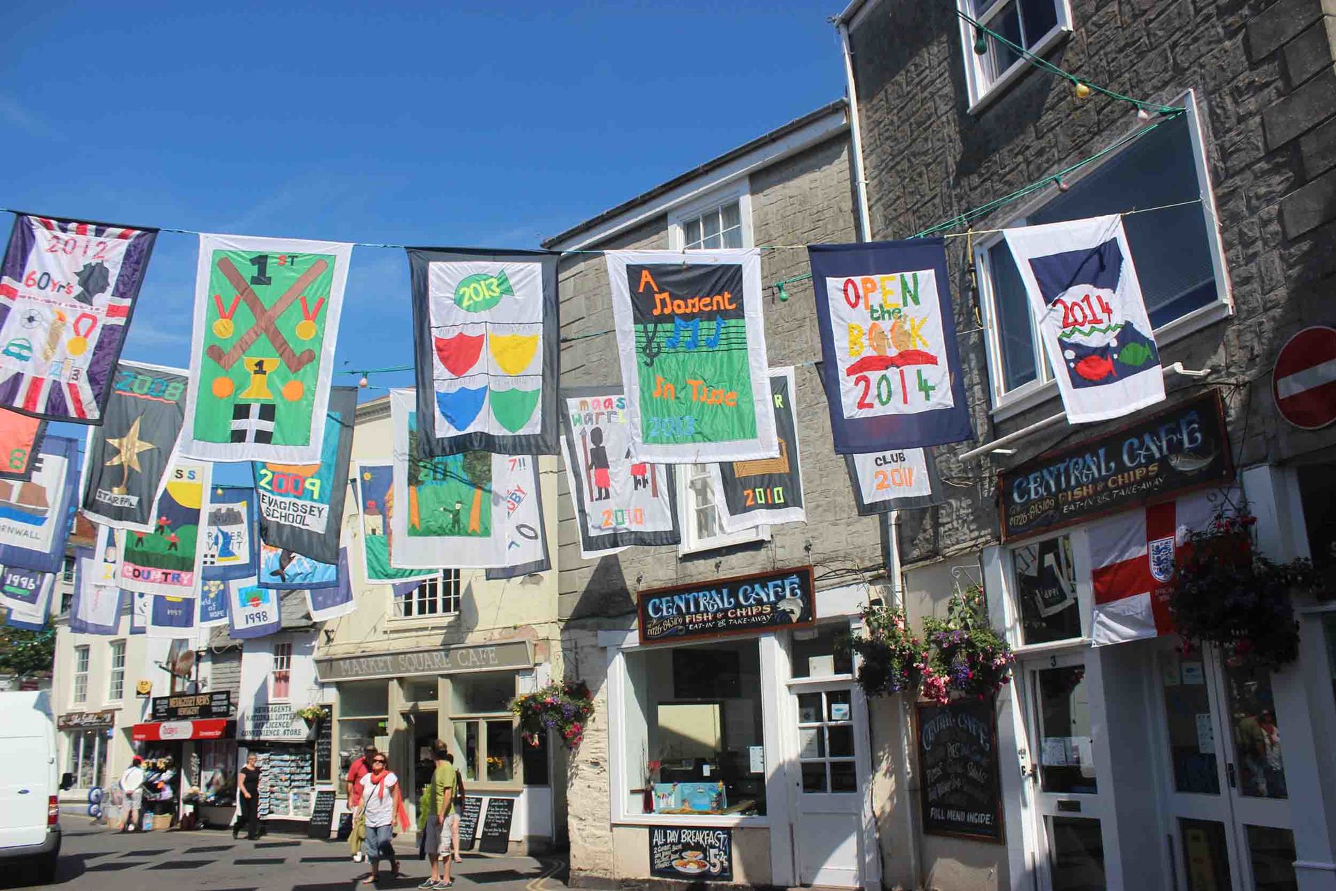 Mevagissey Feast Week flags L A Kent Rogue Flamingo DI Treloar series