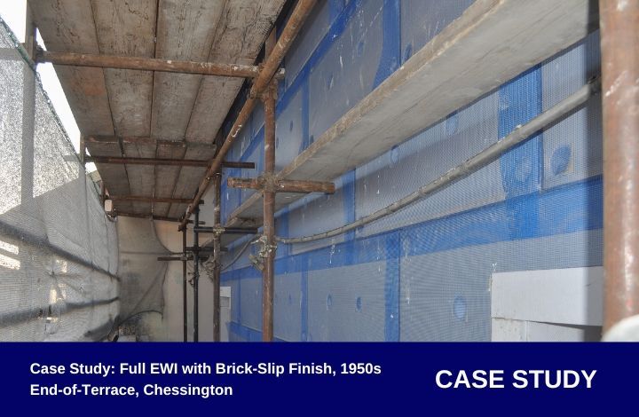 Case Study of Full EWI with Brick-Slip Finish, 1950s, End of Terrace in Chessington