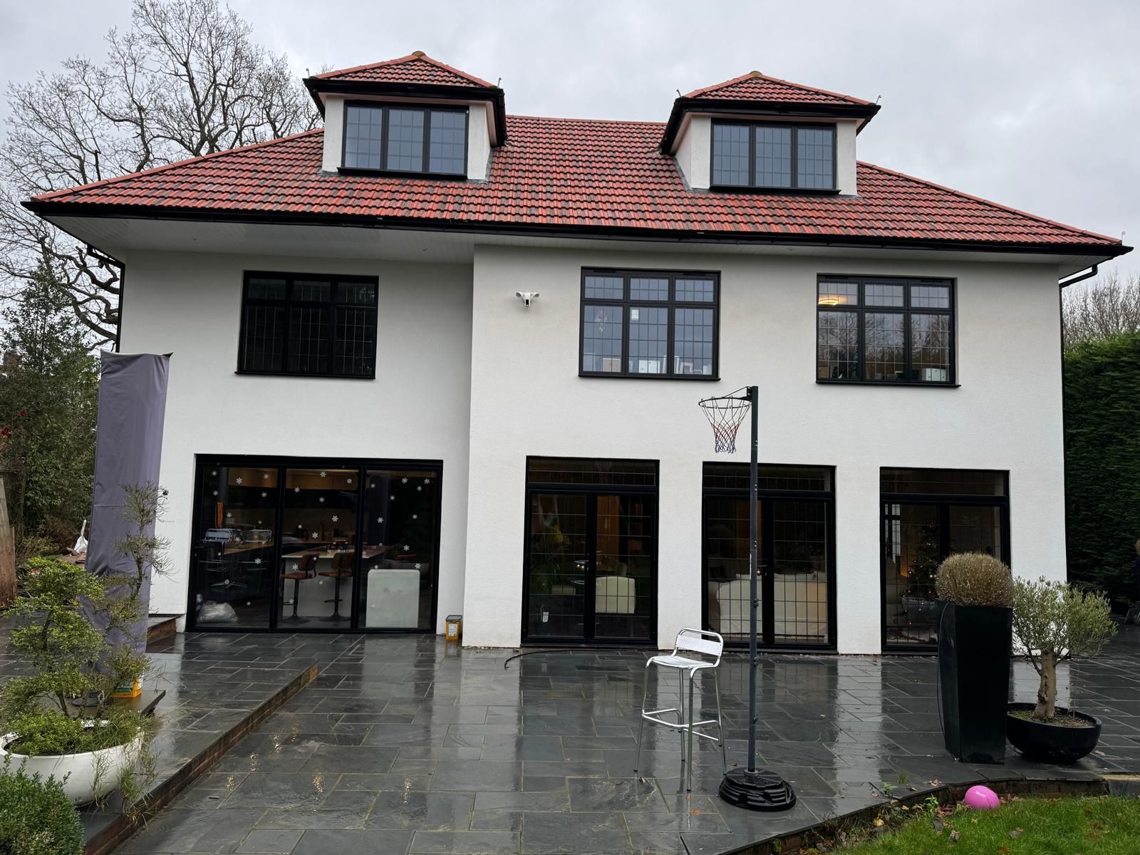 Rear view of the newly built house in Watford