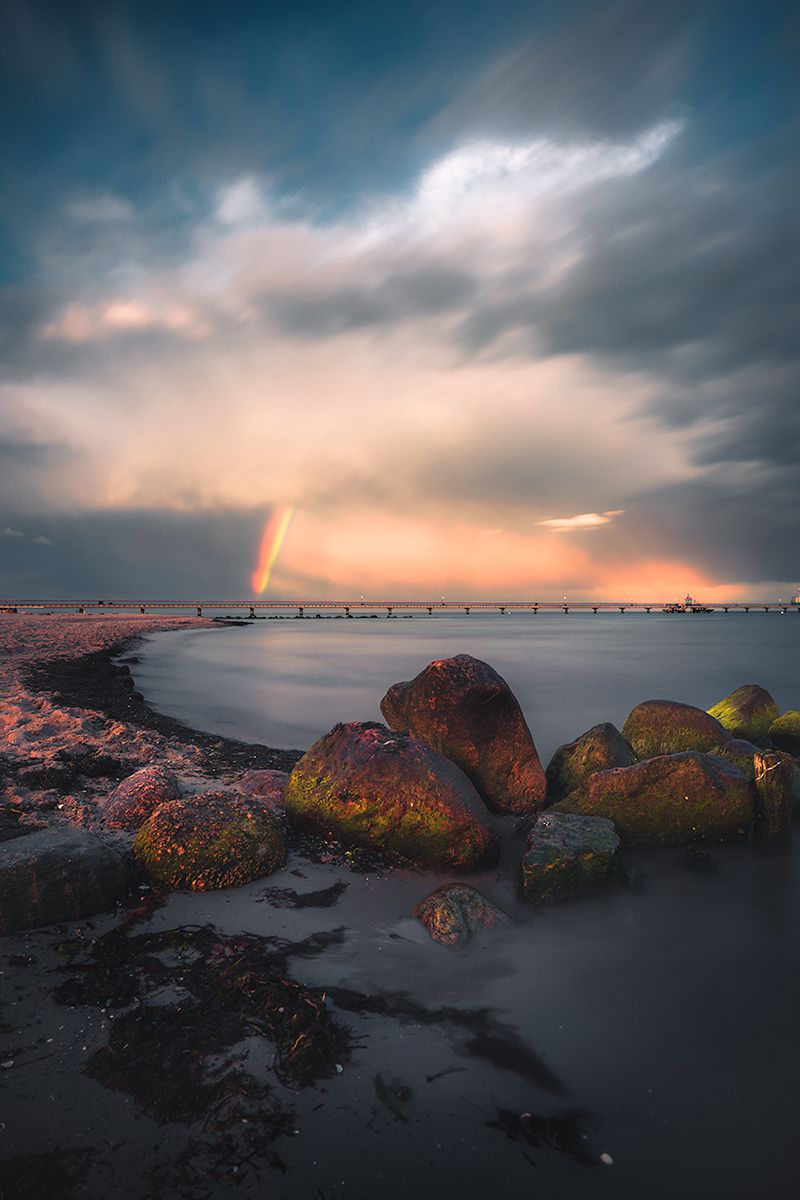 Grömitzer Küste mit Regenbogen nach einem Gewitter, Ostsee