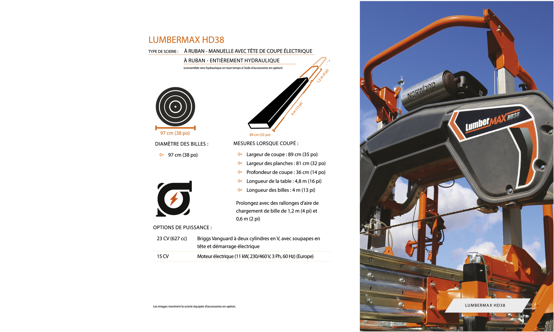 cliquez pour zoomer BROCHURE Scierie mobile à grumes HD38 Norwood