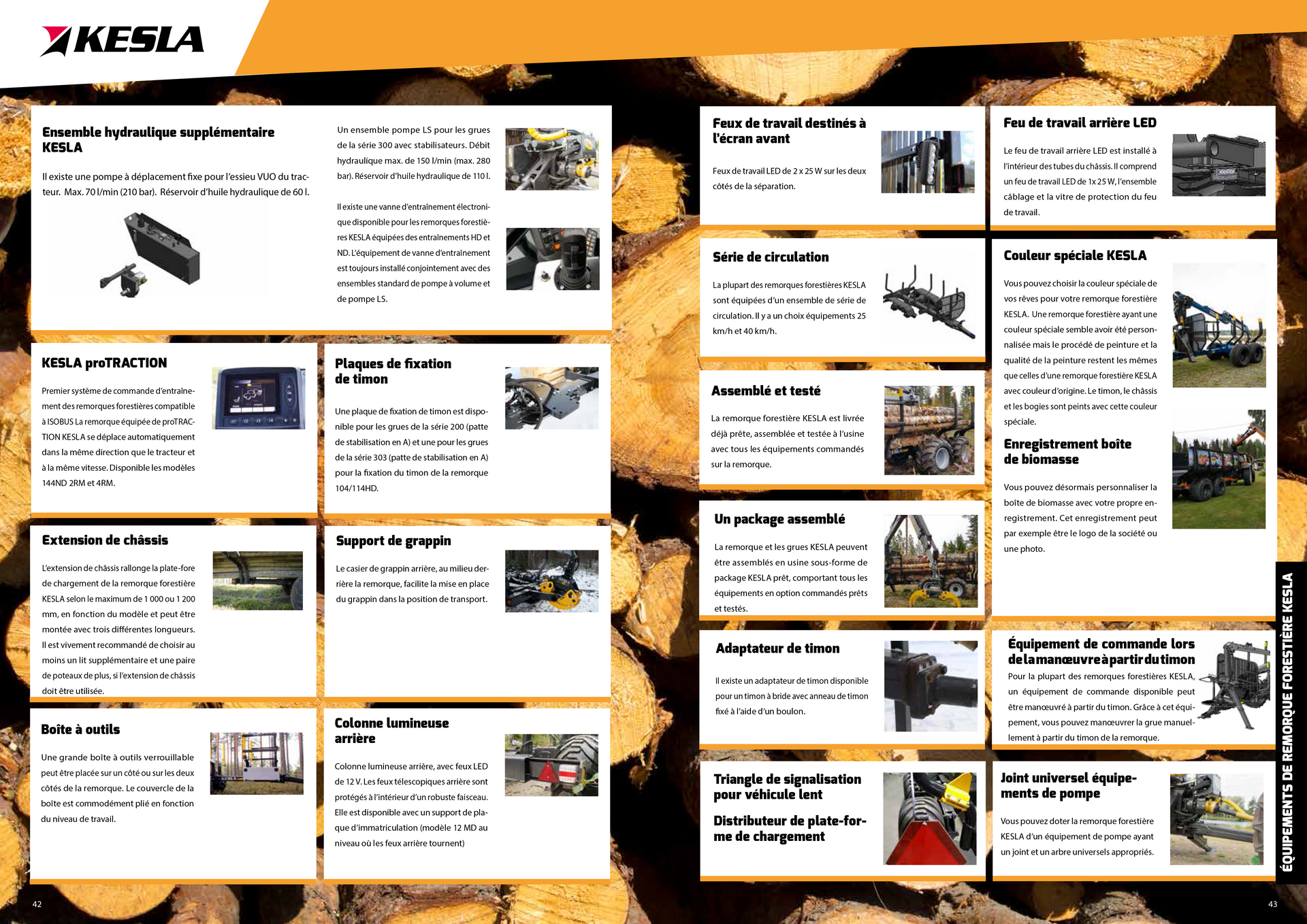PAGE BROCHURES DES OPTIONS DES REMORQUES FORESTIERES KESLA