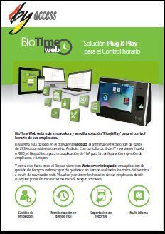 Catálogo Software de control de accesos ZKBioTime Web Catálogo Software de control de accesos ZKBioTime Web