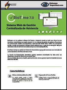 Catálogo Software de control de presencia ZK BioTime 7 Catálogo Software de control de presencia ZK BioTime 7