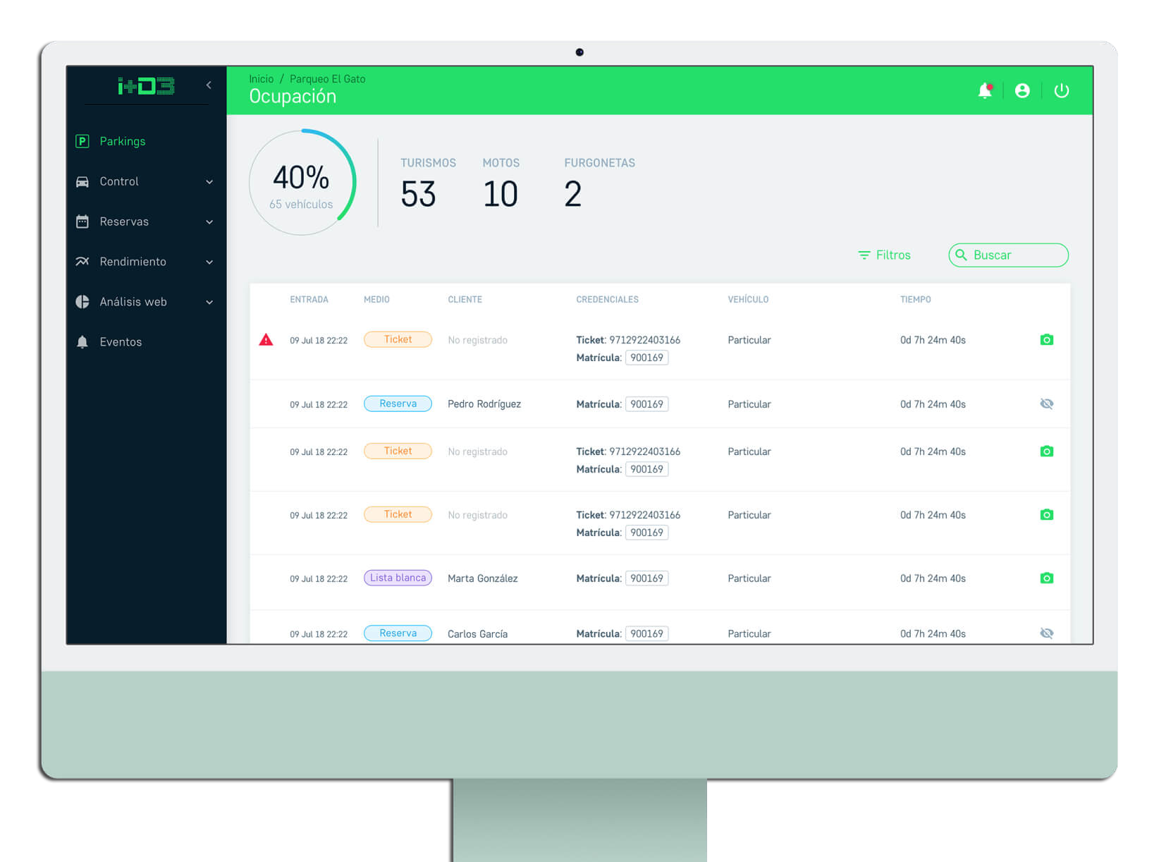 Software de gestión de parking de autocaravanas Gestión centralizada de parking de autocaravanas
