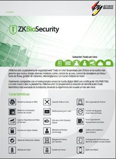 Catálogo Software de control de accesos ZKBioSecurity Catálogo Software de control de accesos ZKBioSecurity