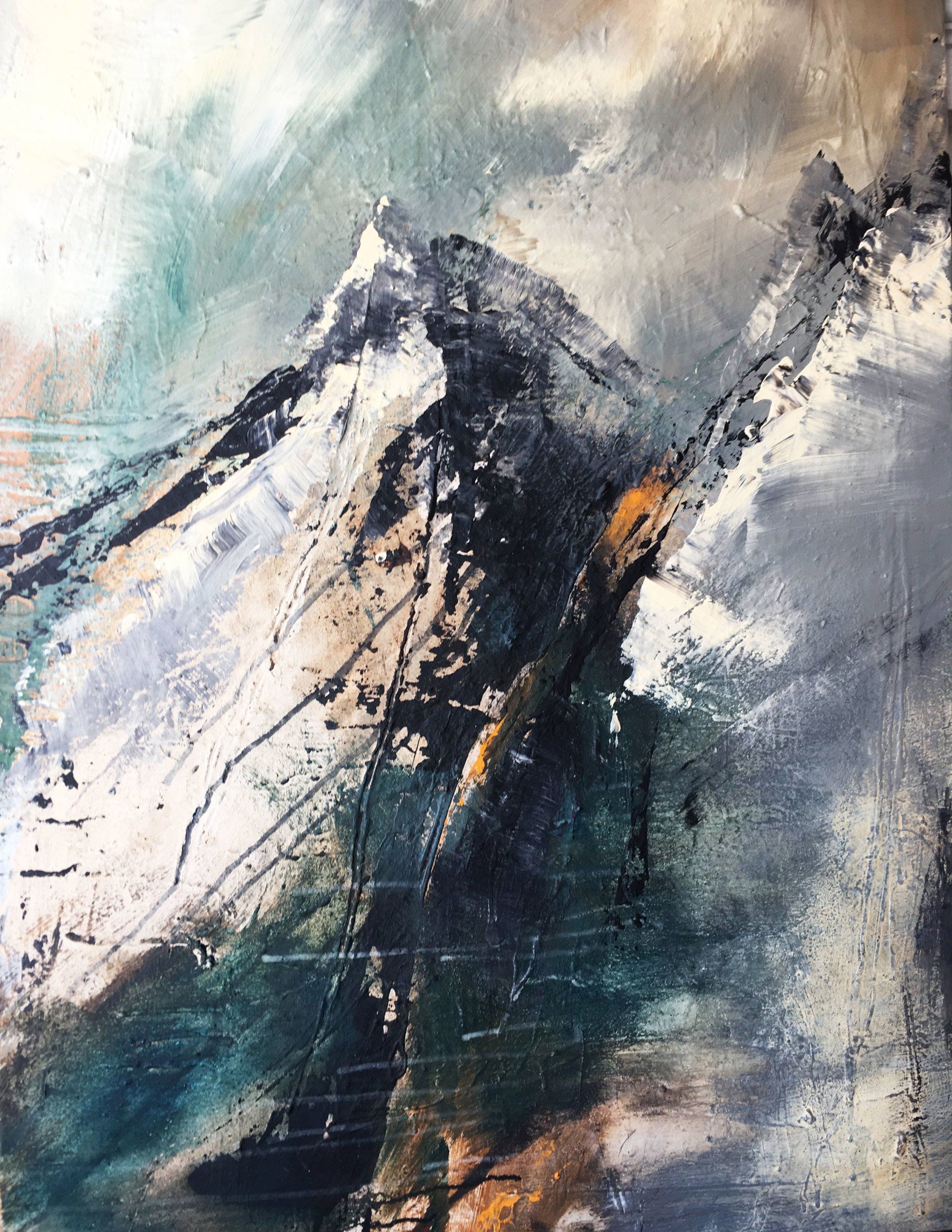 Drei Frauen an der Bar, elegant gekleidet, Acryl auf Leinwand Gabriele Prentl Malerei